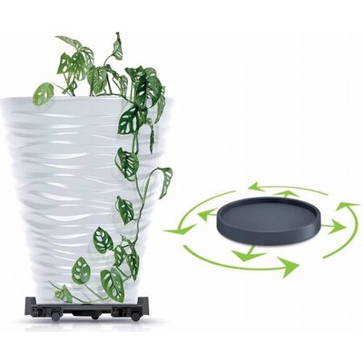 Prosperplast Podstavec pod květináč na kolečkách kulatý antracit 37cm – Zboží Dáma