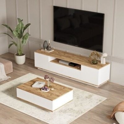 Hanah Home Living Room Furniture Set FR17-AW Atlantic Pine White – Zboží Mobilmania