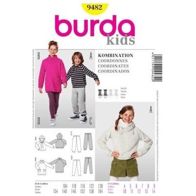 Střih Burda žlutý 9482 - dětská mikina, tepláky a legíny vel. 104-164 – Zboží Dáma