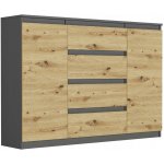 Framire Komoda se skříňkami a zásuvkami antracit mix Artisan 140 x 40 x 98 cm Modern R140S4 – Hledejceny.cz