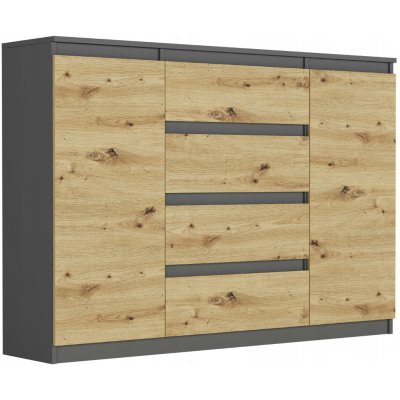 Framire Komoda se skříňkami a zásuvkami antracit mix Artisan 140 x 40 x 98 cm Modern R140S4 – Hledejceny.cz