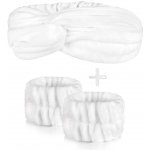 Sada kosmetické čelenky a náramků na mytí obličeje - bílá/bílá – Sleviste.cz