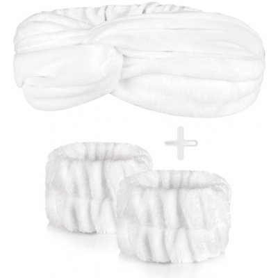 Sada kosmetické čelenky a náramků na mytí obličeje - bílá/bílá – Sleviste.cz