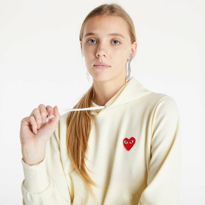 Comme des Garçons PLAY sweatshirt Knit hoodie Ivory – Zboží Mobilmania
