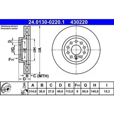 Brzdový kotouč ATE 24.0130-0220.1 | Zboží Auto