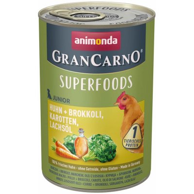 Animonda GranCarno superfoods Junior kuřecí maso s brokolicí mrkví a lososovým olejem 6 x 400 g – Hledejceny.cz