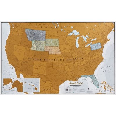 Maps International Stírací mapa USA Scratch Gold