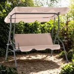 Pro-Tech shop KRE0735 Zahradní houpačka - tmavobéžová, bez polštářů a s držáky na nápoje 62251 – Hledejceny.cz