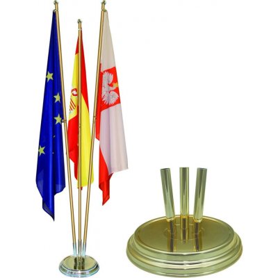 Stojan na vlajku interiérový ZLATÝ leštěný - 3-ramenný s žerdí - špice – Hledejceny.cz