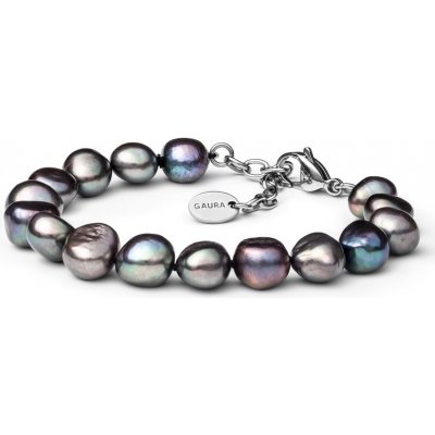 Gaura Pearls perlový náramek Octavia barokní černá sladkovodní perla BRB211-B/20 černá