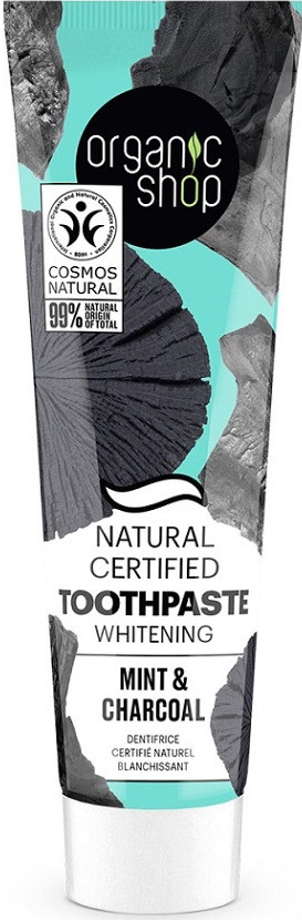 Organic Shop pro bělení zubů Máta a uhlí 100 g