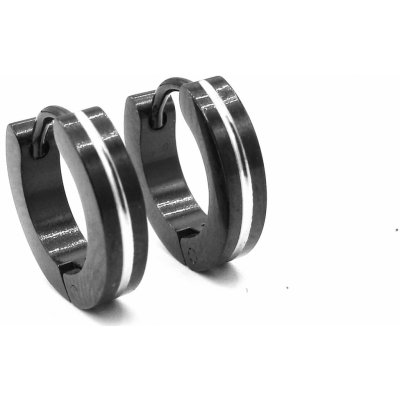 Steel Jewelry náušnice černé kroužky z chirurgické oceli NS220218 – Zboží Mobilmania