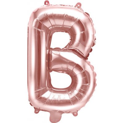 PartyDeco Fóliový balónek Mini Písmeno B 35 cm růžovo zlatý – Zboží Dáma