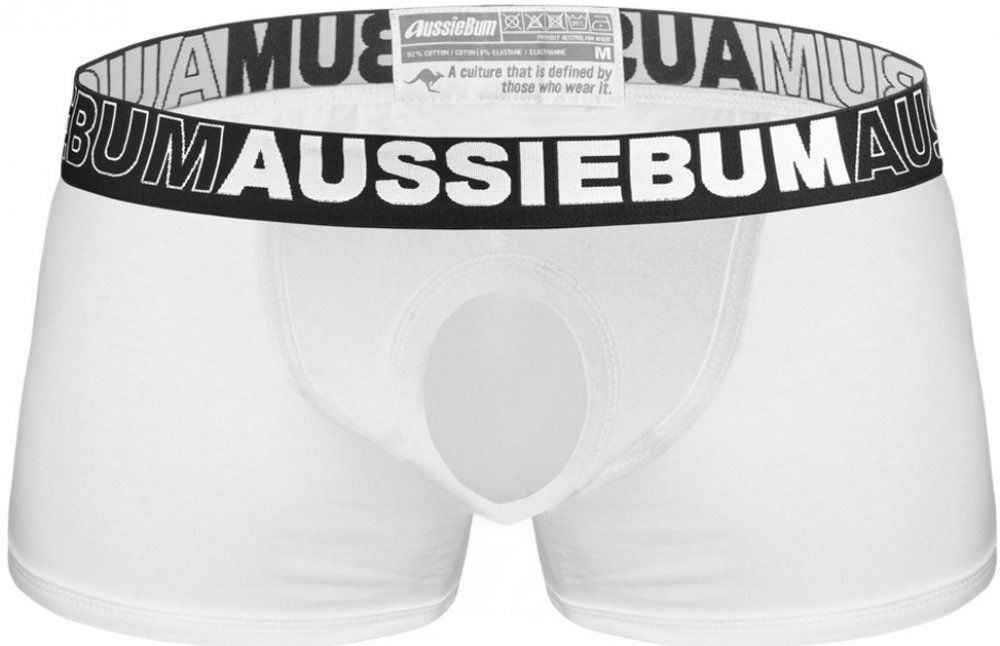 AussieBum Novelty boxerky s otvorem AussieBum Orbit Hipster White |  Srovnanicen.cz