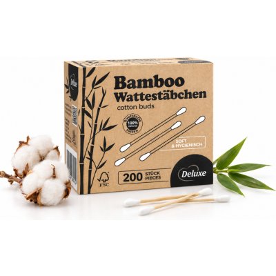 DELUXE Bambusové vatové tyčinky do uší EcoBamboo 200 ks – Hledejceny.cz