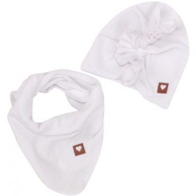 Z&Z Stylová dětská jarní podzimní velurová čepice turban s šátkem bílá