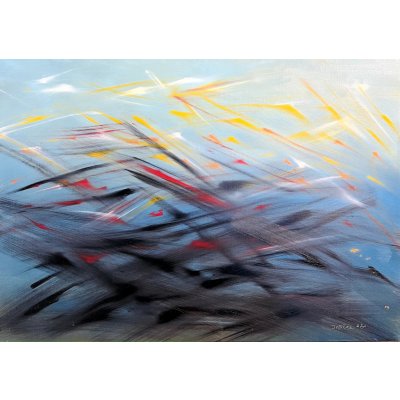 Matúš Juščák, Světla nad krajinou, Malba na plátně, olejové barvy, 70 x 50 cm