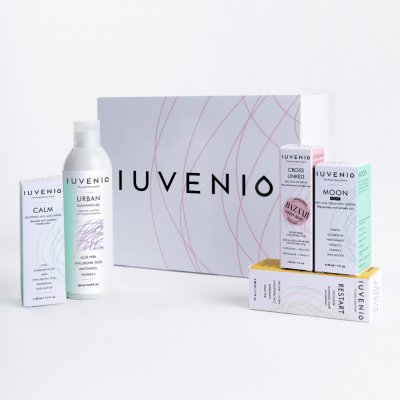 IUVENIO Fresh essence 250 ml + Crosslinked sérum 5 ml + Calm krém 50 ml + Moon krém s HyRetin 30 ml + Restart peeling 50 ml dárková sada – Zbozi.Blesk.cz