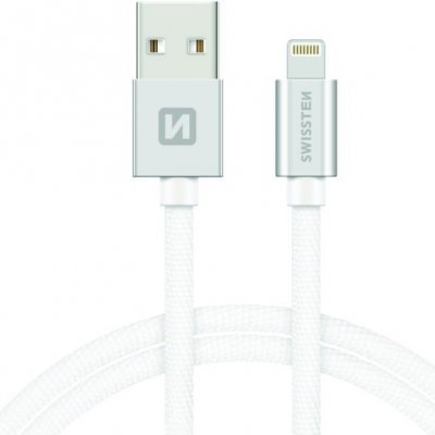 Swissten Kabel Textile Lighting 2,0m, stříbrný – Zboží Živě