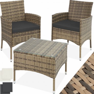 tectake 403703 zahradní ratanový nábytek lucern 2+1 přírodní – Sleviste.cz