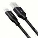 Axagon BUCM-AM10SB, USB-C USB-A, 3A, opletený, 1m, černý