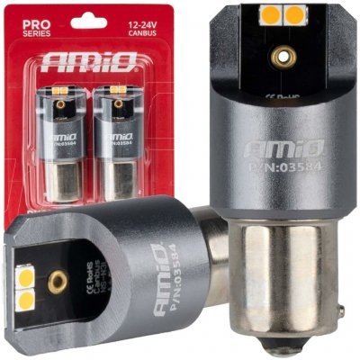 LED žárovky FULL CANBUS PRO PY21W 4x3030 SMD amber 12V 24V AMIO-03584 – Hledejceny.cz
