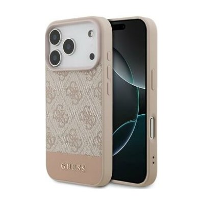 Guess PU 4G Stripe Zadní Kryt pro iPhone 17 Pro Pink – Zboží Mobilmania