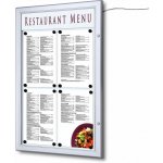 StandMar Venkovní menu vitrína SCZ – uzamykatelná, s logem vitríny-varianty: 4 x A4, na výšku, stříbrný, osvětlení – Zboží Živě