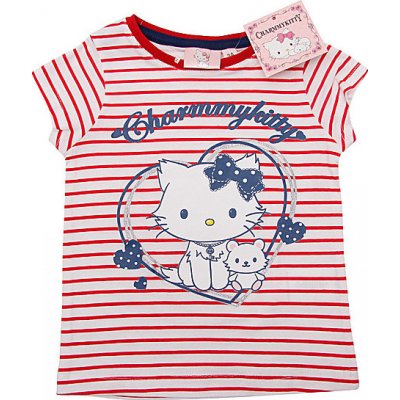 Basic Charmmy kitty pruhované dívčí tričko červená