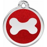 Red Dingo známka Bone Glitter Red Kost červená třpytivá L 37 mm – Zboží Dáma