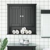 Koupelnový nábytek zahrada-XL Nástěnná koupelnová skříňka BERG černá 69,5x27x71,5 cm borovice