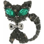 Biju brož kočka s broušenými kamínky černá 9001536-1