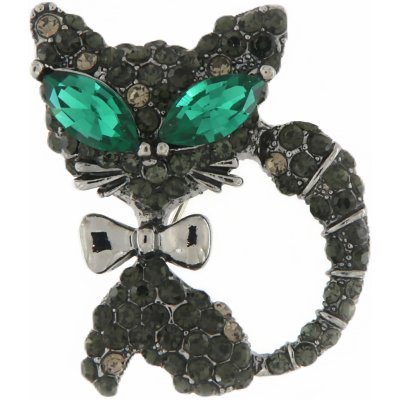 Biju brož kočka s broušenými kamínky černá 9001536-1