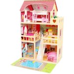 ECO TOYS Dřevěný domeček pro panenky s nábytkem bazénem a osvětlením – Zboží Dáma ECO TOYS Dřevěný domeček pro panenky s nábytkem bazénem a osvětlením – Zboží Dáma