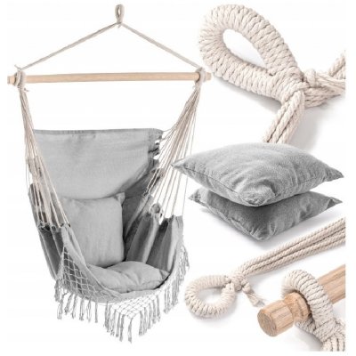 Malatec Brazilské houpací křeslo s třásněmi 20937 - Hamak šedé – Hledejceny.cz