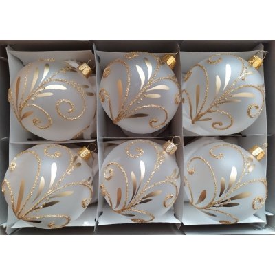 Skleněné vánoční ozdoby koule průhledná zlatý dekor Slezská tvorba – Hledejceny.cz