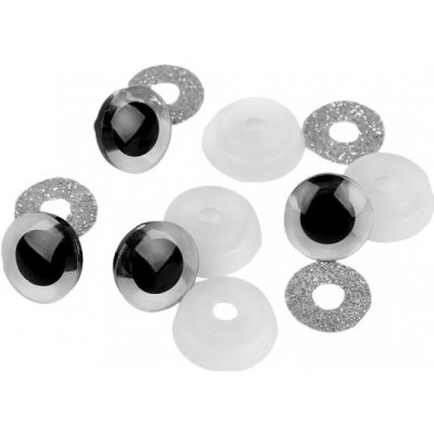 Bezpečnostní oči glitrové Ø20 mm stříbrná - prodej po 2 ks – Zboží Dáma