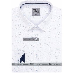 AMJ pánská bavlněná košile dlouhý rukáv VDBR1314 bílá modře žíhaná