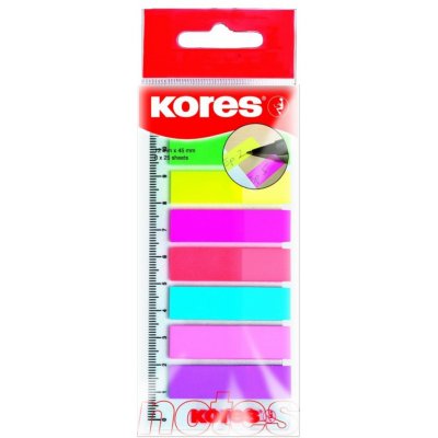 Kores Neonové záložky Index Strips na pravítku 45x12 mm / 8 x 25 lístků (45120) – Hledejceny.cz