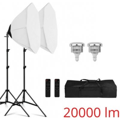 Fotověci 20000lm! 2x LED Octagon Softbox Světlo + 2x Stativ + 2x Ovladač Oktagon – Zboží Živě
