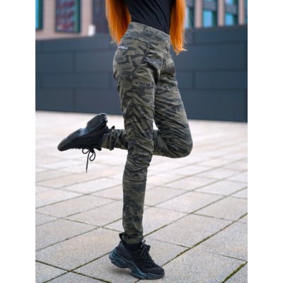 Neywer Dámské bavlněné kalhoty maskáčové zelené LK723 – Zboží Mobilmania