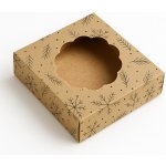 KRAFTHOUSE.EU Dárková krabička čtvercová Winter Magic KM-KR-006 Okno: Srdce – Zboží Dáma