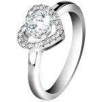Šperky Eshop Rhodiovaný prsten stříbro, blýskavá kontura srdce a kulatý zirkon čiré barvy K01.12 – Hledejceny.cz