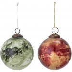 Bloomingville Sada vánočních ozdob skleněné koule Loba Ornament | červená zelená – Hledejceny.cz
