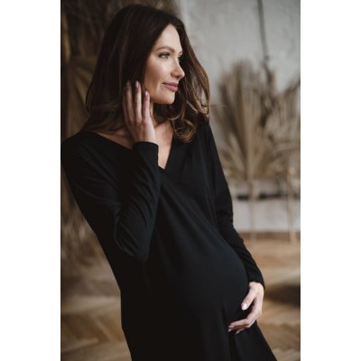 Bambusová kojicí noční košile Moon dl.rukav Black – Zboží Mobilmania