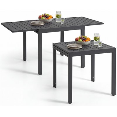 tectake 406527 hliníkový zahradní stůl campos, rozkládací, s nastavitelnou výškou 80 x 80 (160) cm – Hledejceny.cz