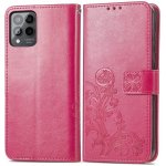 Pouzdro Levné Kryty Peněženkové Embossing Pattern Čtyřlístek růžové – T Phone Pro / T Phone Pro