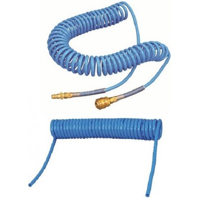 SHPI 6,5/10 PU HADICE KR10 BLUE - 6,5/10 - 5 m, modrá kroucená hadice PU 98° k pneu. nářadí S KONCOVKAMI, 10 bar | Zboží Auto