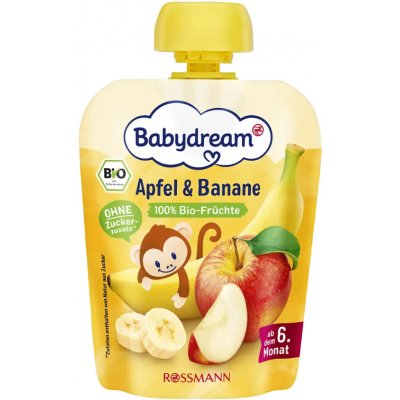 Babydream BIO ovocné pyré jablko a banán 90 g – Zboží Dáma