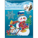 Samolepka sněhulák se stříbrnou konturou 18x18cm – Hledejceny.cz